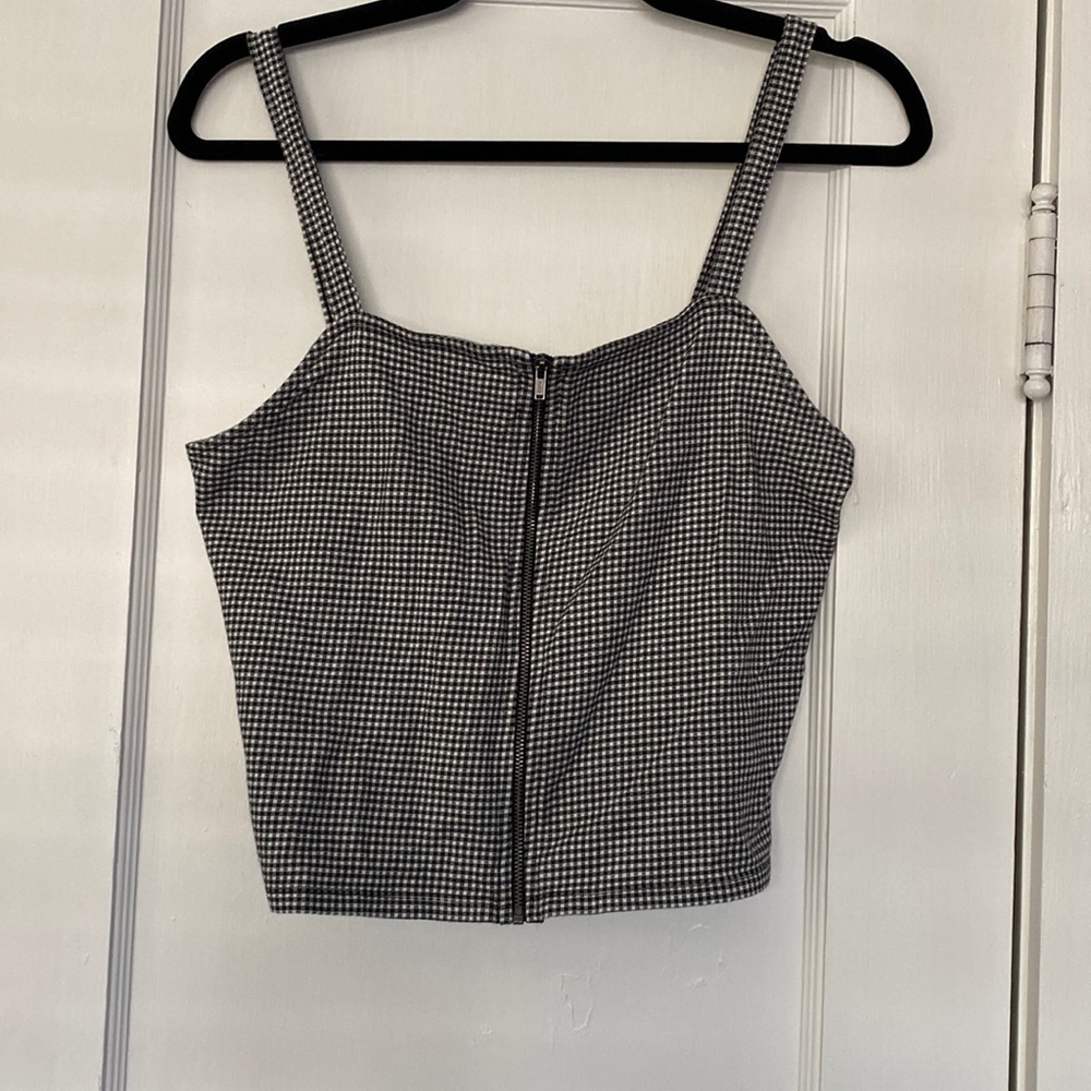Gingham zipfront tank